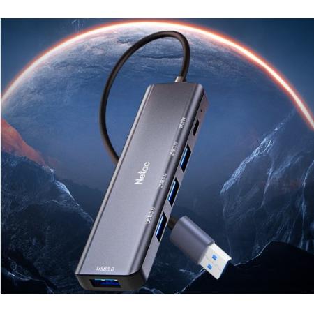 朗科USB3.0分線器擴(kuò)展塢 高速4口集線器HUB拓展塢 筆記本電腦一拖多接口轉(zhuǎn)換器轉(zhuǎn)接頭延長(zhǎng)線帶供電口