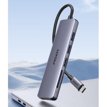品勝 Type-C擴(kuò)展塢 USB-C轉(zhuǎn)HDMI蘋(píng)果轉(zhuǎn)換器4K投屏拓展塢轉(zhuǎn)接頭SD/TF讀卡器 3.0分線器電腦手機(jī)平板通用六合一