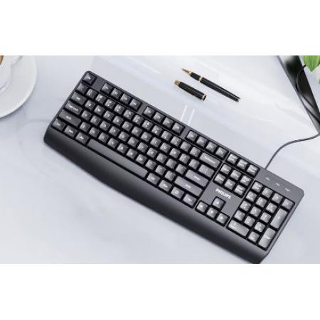 飛利浦(PHILIPS) SPK6237有線鍵盤 商務(wù)辦公鍵盤 筆記本電腦臺式機外接鍵盤 USB鍵盤 全尺寸 黑色