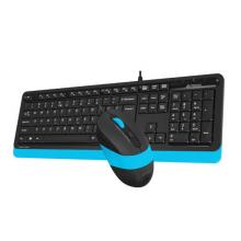 雙飛燕（A4TECH）F1010飛時代 鍵鼠套裝 有線鍵盤鼠標(biāo)套裝 筆記本電腦辦公外接薄膜鼠標(biāo)鍵盤套裝 幻光藍(lán)