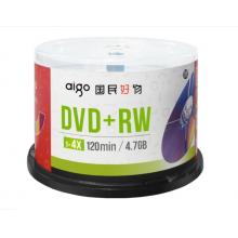 愛國者（aigo）DVD+RW 空白光盤/刻錄盤 1-4速4.7GB 桶裝50片 可擦寫 可重復刻錄
