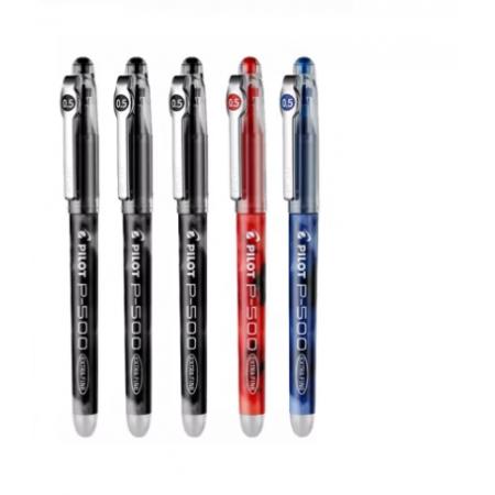 百樂（PILOT）BL-P500中性筆0.5mm順滑針嘴水筆財務(wù)用3黑色 1藍1紅5支混裝