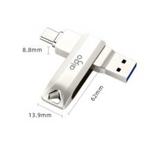 愛國者（aigo）32GB Type-C USB3.2 手機U盤 U351高速讀寫款 銀色 雙接口手機電腦用