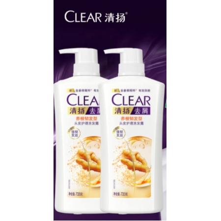 清揚(yáng)（CLEAR）去屑頭皮護(hù)理洗發(fā)露養(yǎng)根韌發(fā)720g*2+100g*2 蓬松洗頭膏 生姜精粹