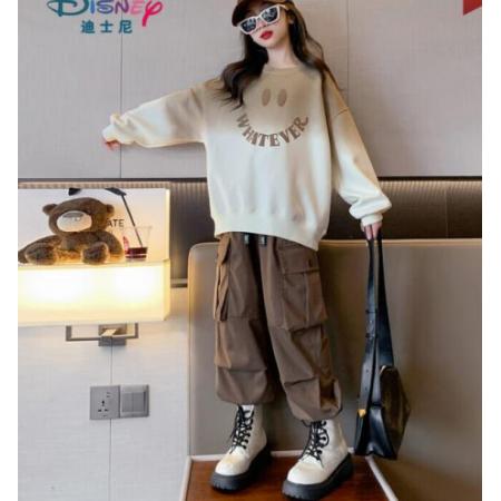 迪士尼（Disney）品牌童裝女童秋裝套裝2023新款兒童秋季女大童運(yùn)動春秋工裝褲 套裝 120cm