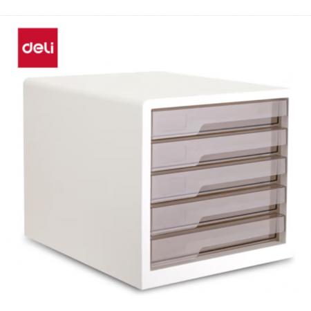 得力(deli)5層彩色時(shí)尚桌面文件柜 A4資料收納柜/檔案柜 帶索引標(biāo)簽 學(xué)科試卷分類收納 白色PB100