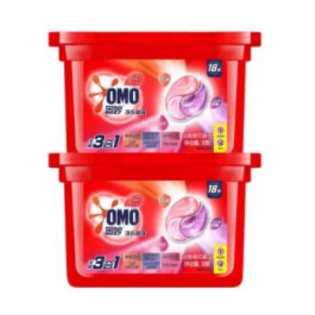 奧妙（OMO）洗衣凝珠三合一持久留香抑菌潔凈護(hù)色去味洗衣洗衣球盒裝家庭裝 3效合1淡雅櫻花 10.5克 36顆裝