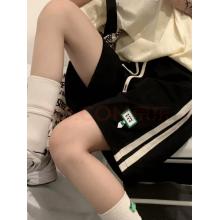 meyao運(yùn)動短褲女夏季五分闊腿褲子潮 黑色 2XL