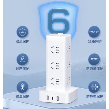 長城風(fēng)行  插線板 12位五孔USB+TYPE-C總控2.8米過載保護  