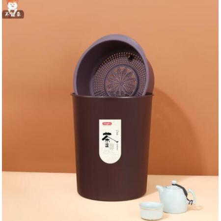 詠幻品質(zhì)茶水分離垃圾桶帶過濾網(wǎng)的過濾葉濾干濕漏渣 紫色茶渣桶(小號(hào)圓)