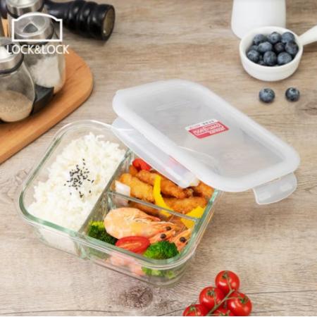 樂扣樂扣 玻璃飯盒1L三分隔