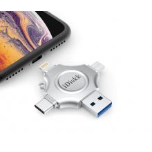 U盤 128G128GB Lightning USB3.0 type-c MicroUSB 蘋果安卓手機(jī)U盤四合一 銀色 兼容蘋果安卓手機(jī)電腦