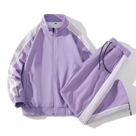 WHIM NASA運動套裝男女春秋季新款健身服跑步潮牌寬松休閑兩件開衫夾克外套 香芋紫 XL【130-150斤】
