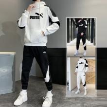 安踏運(yùn)動(dòng)套裝男春秋季連帽兩件套潮流休閑百搭秋裝男士套裝搭配帥氣 C010連帽白+黑-新DBM 2XL