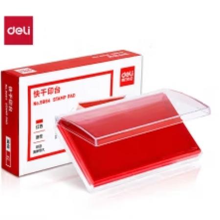 得力(deli)內(nèi)盤面116*66mm透明外殼方形快干印臺印泥紅色9864