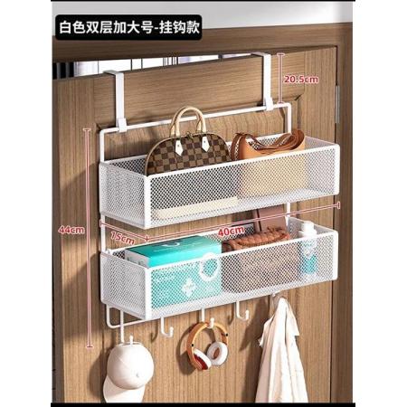 門后置物架 優(yōu)勤白色色雙層加大號(hào)40*15*44cm帶掛鉤