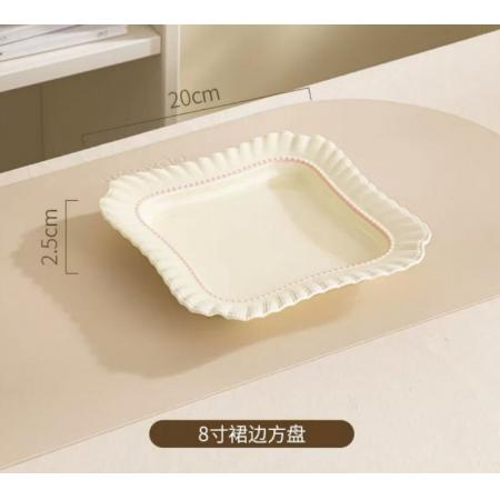 餐盤	美廚  8.5英寸陶瓷方盤【粉色佳人】