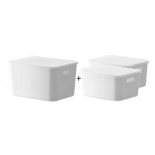 收納盒	懶角落 白色中號+蓋子 2個(gè)/套
