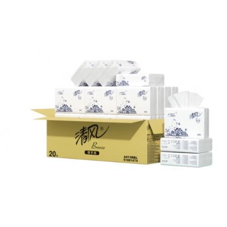 清風(fēng)擦手紙1層200抽*20包商用抽取式吸油紙酒店加厚洗手間干手A913BBL