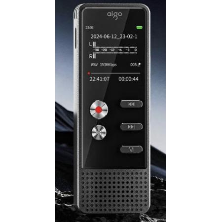 愛國者 aigo 錄音筆R3377 16G 一鍵錄音聲控錄音專業(yè)高清遠距降噪錄音器 學(xué)習(xí)培訓(xùn)會議辦公設(shè)備 商務(wù)黑