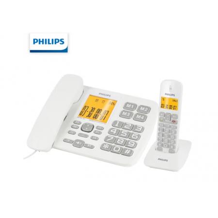 飛利浦（PHILIPS）無(wú)繩電話(huà)機(jī) 無(wú)線(xiàn)座機(jī) 子母機(jī) 辦公家用 一鍵撥號(hào) 內(nèi)部對(duì)講DCTG152一拖一 (白色) 