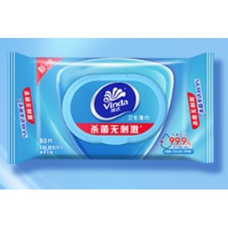 維達（Vinda）殺菌濕巾 80片*12包 細菌殺滅率99.9% 衛(wèi)生濕紙巾 整箱