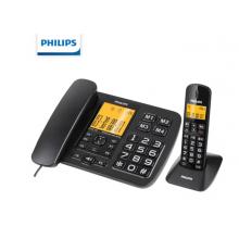 飛利浦（PHILIPS）無繩電話機 無線座機 子母機 辦公家用 一鍵撥號 內(nèi)部對講DCTG152一拖一 (黑色)