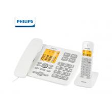 飛利浦（PHILIPS）無繩電話機 無線座機 子母機 辦公家用 一鍵撥號 內(nèi)部對講DCTG152一拖一 (白色)