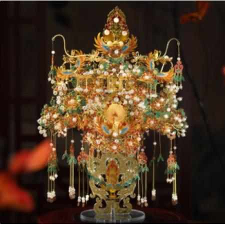 拼酷十里紅妝點翠鳳冠3D金屬拼圖